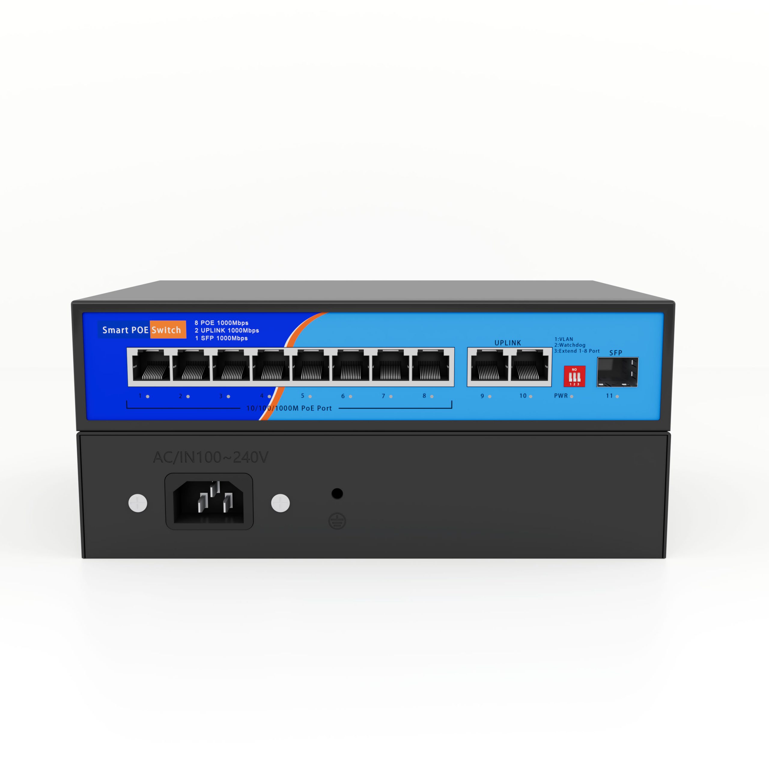 HC-G08021P 8 Port Full Gigabit POE Switch with 2 Uplink Port 1 SFP Port - Image 5