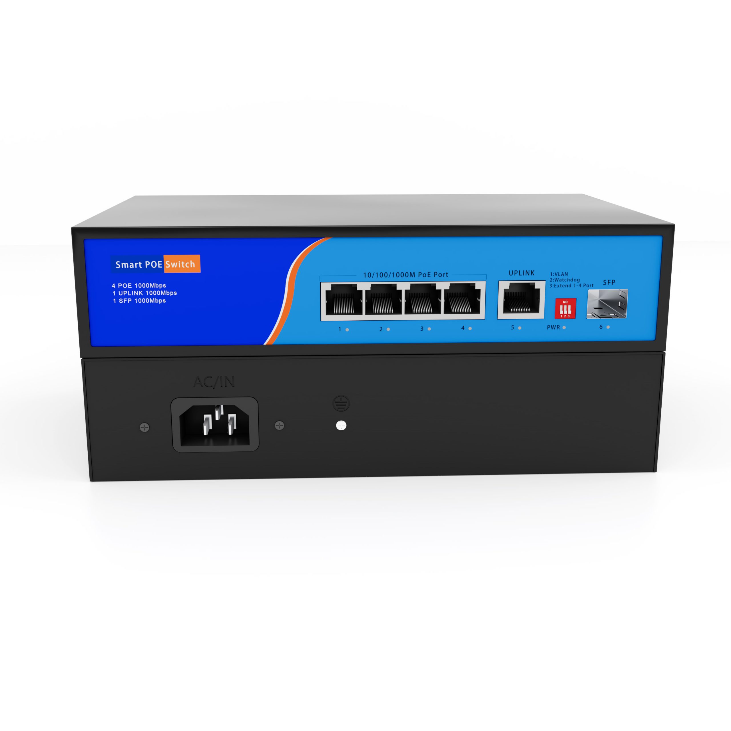 HC-G04011P 4 Port Full Gigabit POE Switch with 1 Gigabit Uplink Port 1 SFP Port - Image 4