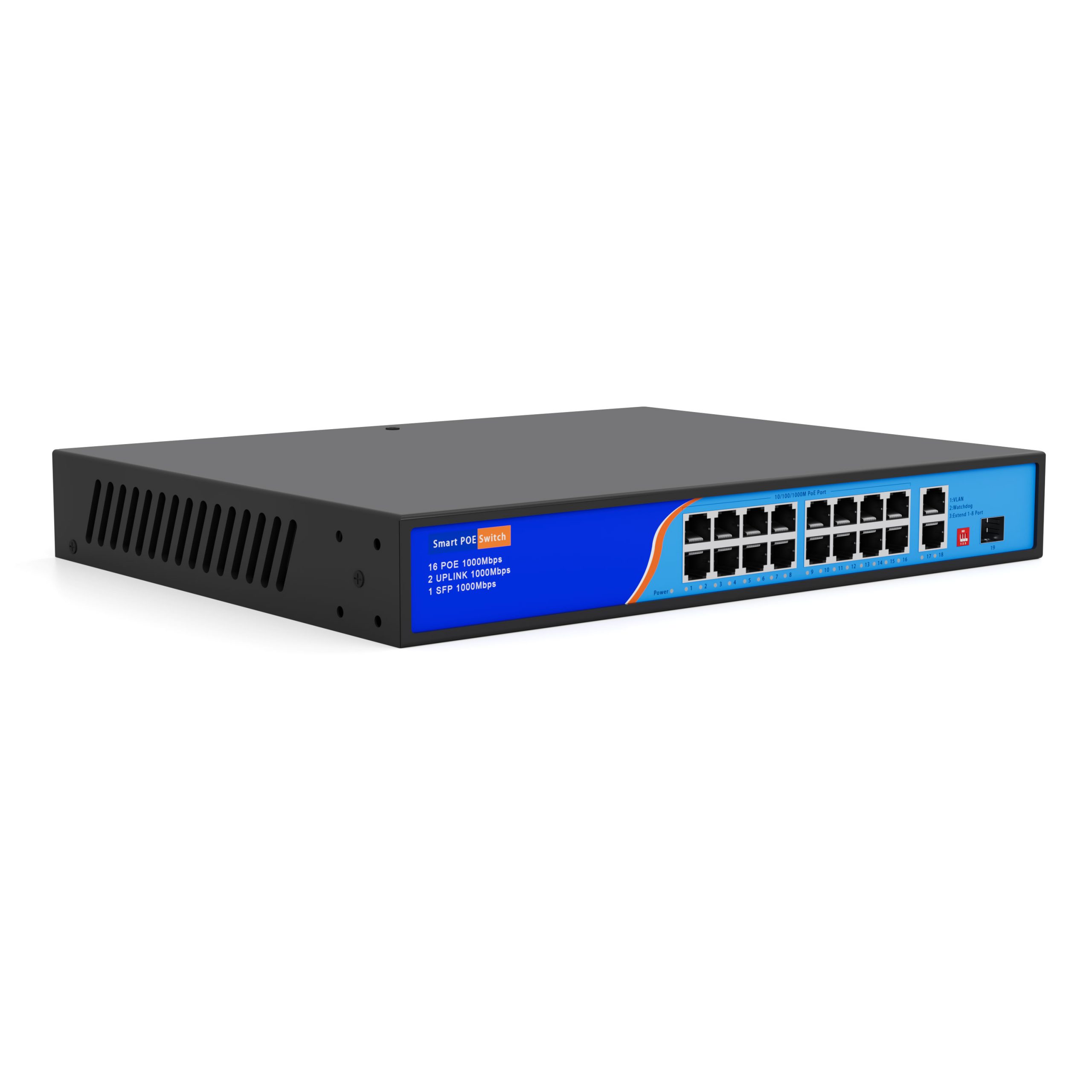 HC-G16021P 16 Port Full Gigabit POE Switch with 1 Uplink Port 1 SFP Port - Image 3