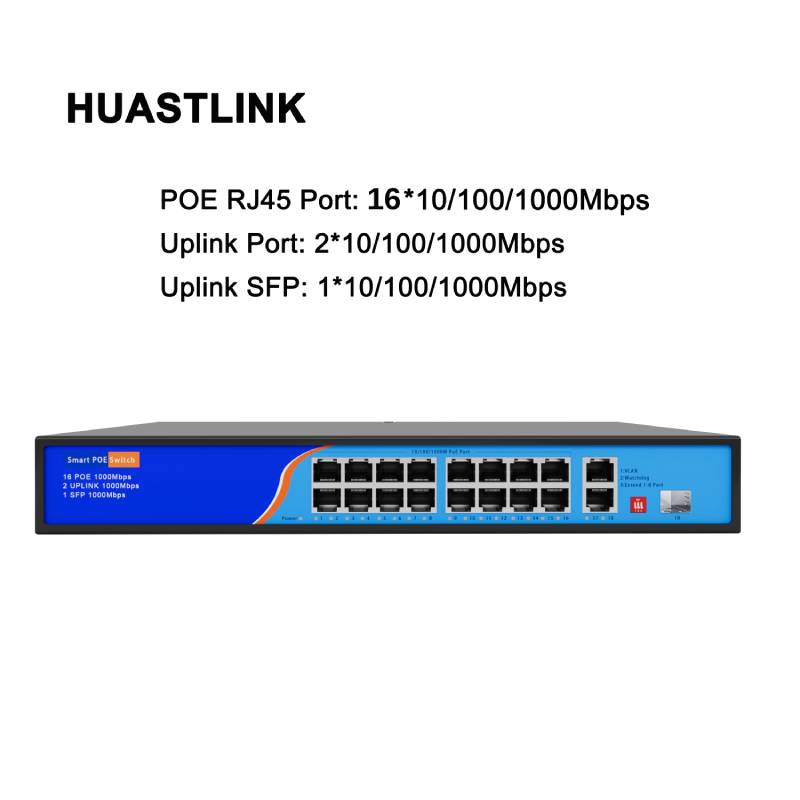 HC-G16021P 16 Port Full Gigabit POE Switch with 1 Uplink Port 1 SFP Port - Image 5